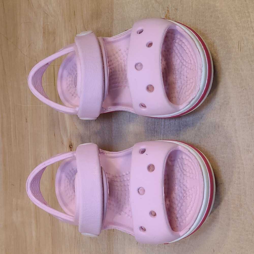Crocs Pink White Infant Toddler Sandals - Picture 4 of 9